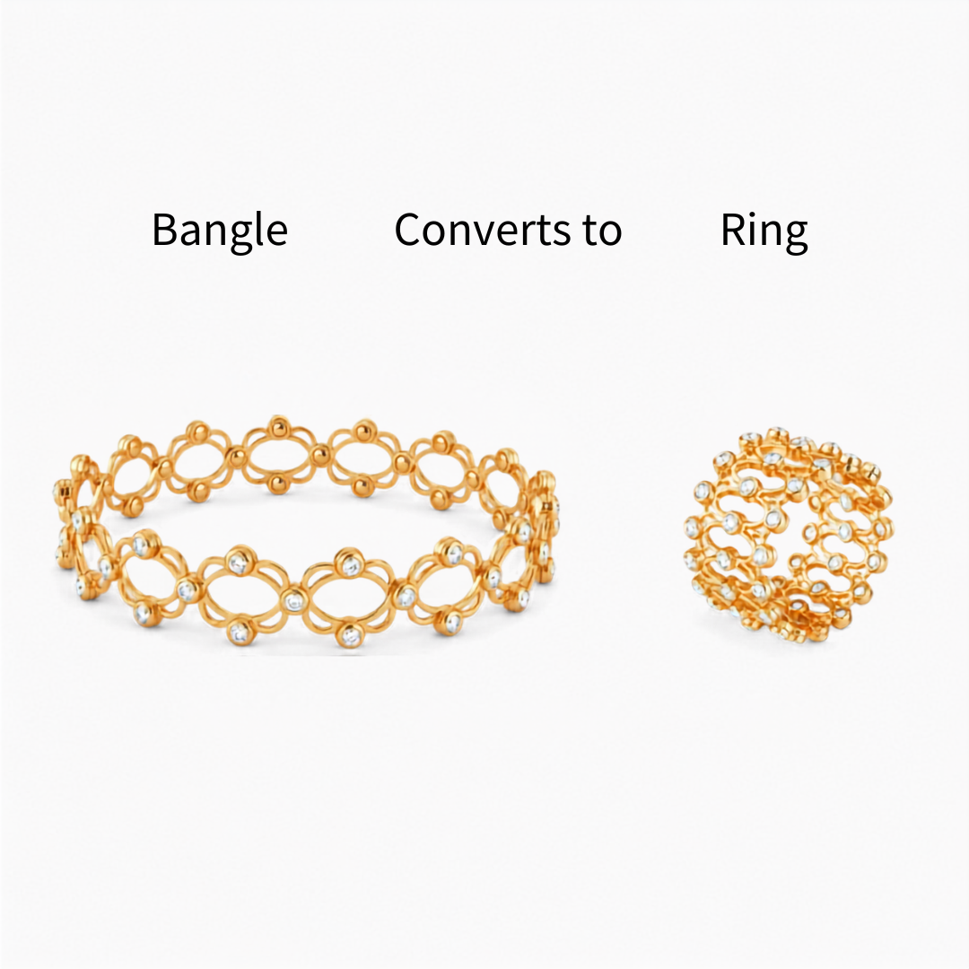 2-in-1 Convertible Glod Bangle Ring for Women | Bangle to Ring Jewellery