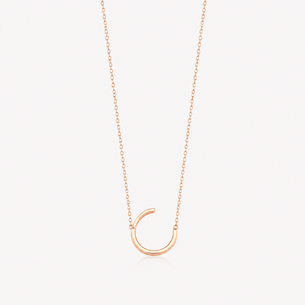 Gold U shape pendant necklace for women