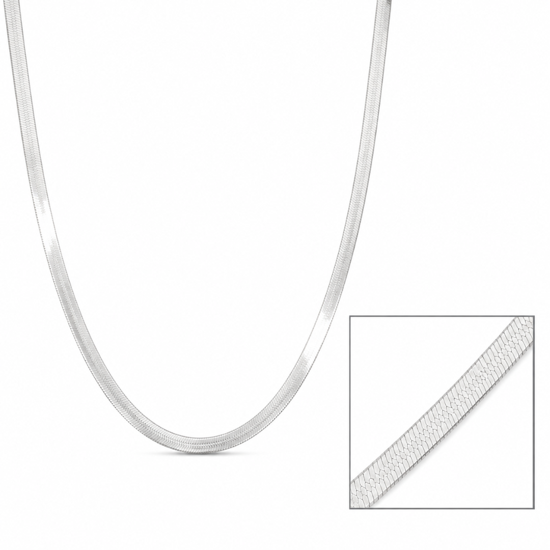 Silver herringbone chain necklace for women