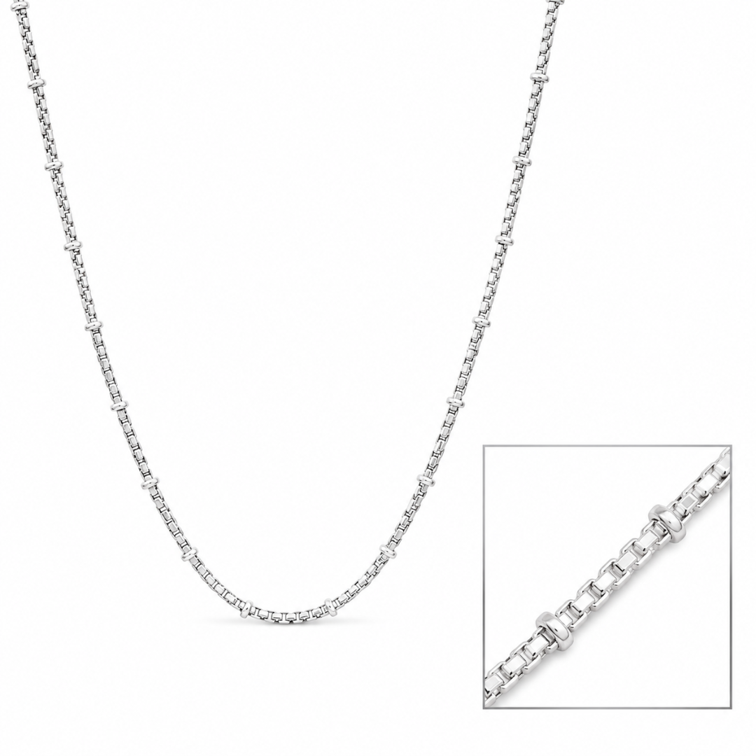 Silver link chain necklace with sleek box-style links