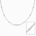 Silver snake chain necklace with oval bead accents